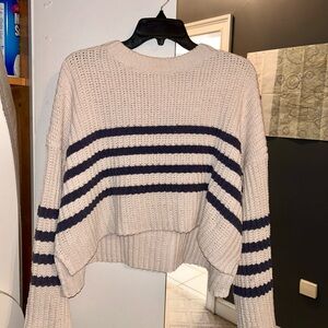 Striped Knit Sweater - Cream and Black